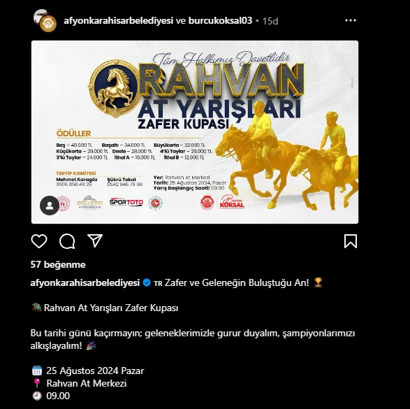 Afyonkarahisar'da Zafer Kupası Rahvan At Yarışları Heyecanı