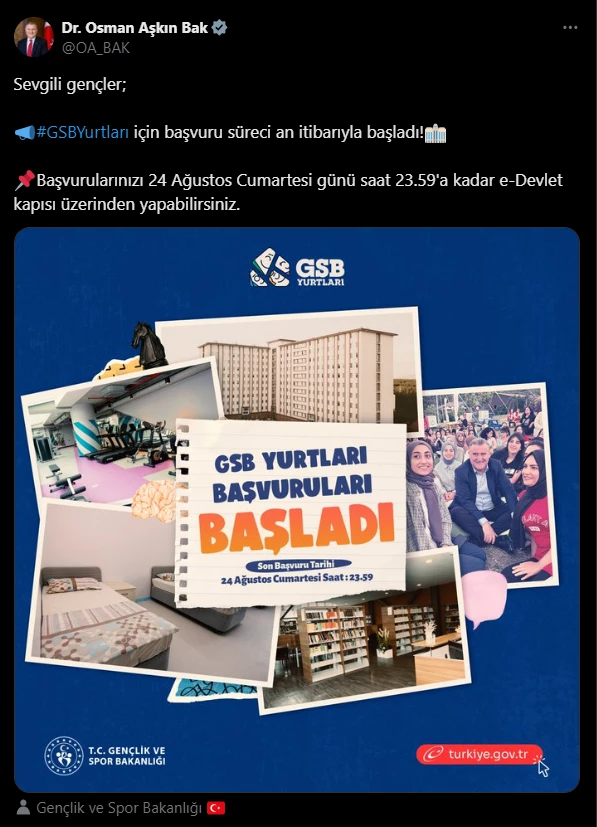 Son Dakika! KYK Yurt Başvuruları Başladı