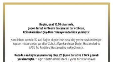 Afyonkarahisar'da Japon Turist Kafilesini Taşıyan Otobüs Kaza Yaptı