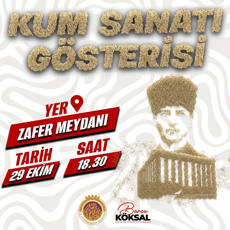 Afyonkarahisar'da Cumhuriyet Coşkusu: Kum Sanatıyla Atatürk ve Cumhuriyet Simgeleri Hayat Buluyor