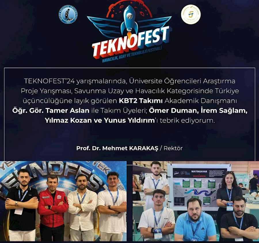 "Afyon Kocatepe Üniversitesi KBT2 Takımı, TEKNOFEST’24’te Türkiye Üçüncüsü Oldu"